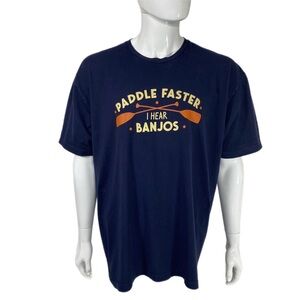 Ann Arbor Men’s Paddle Faster I Hear Banjos Short Sleeve Navy Blue Tee